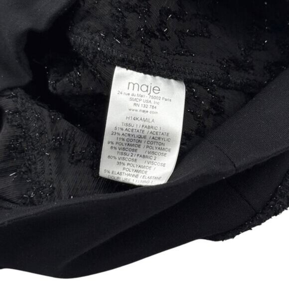 MAJE Embellished Black A-Line Skirt Sz Small - Picture 7 of 8